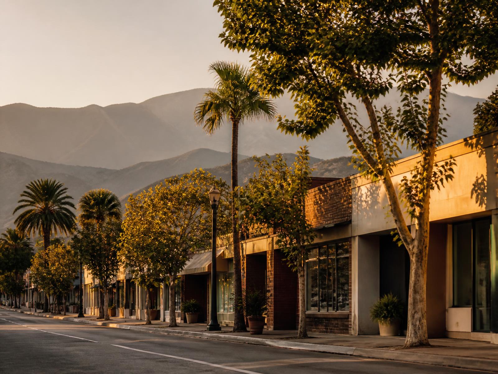 Warm early-morning light on a San Gabriel Valley street near Arcadia, California